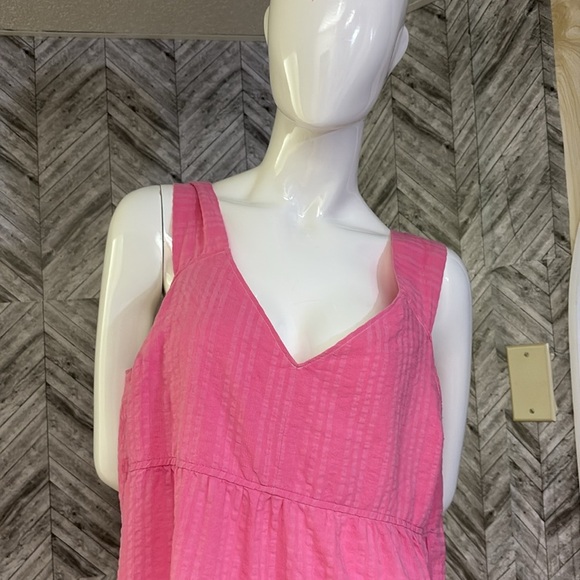 Old Navy Bright Pink Tiered women’s Dress with pockets, size large - Picture 7 of 8